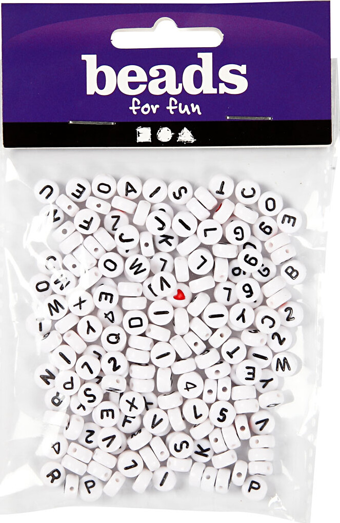 Bogstav Perler - Str 7 Mm - Hulstr 1 2 Mm - Hvid - 25 G