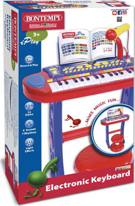 Bontempi - Elektronisk Keyboard Sæt Med Mikrofon - Stativ Og Skammel