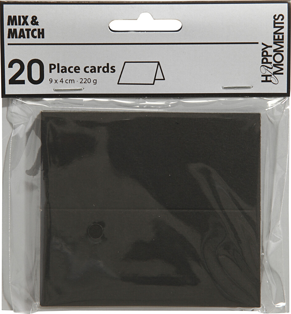 Bordkort - Sort - 9X4 Cm - 20 Stk