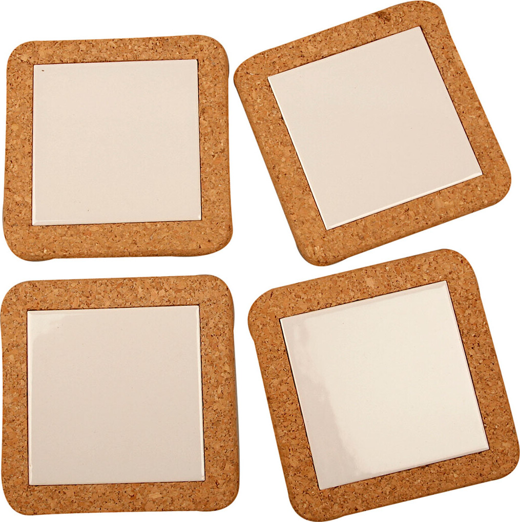 Bordskåner Med Korkramme - Str 15 5X15 5X1 Cm - Hvid - 10 Stk