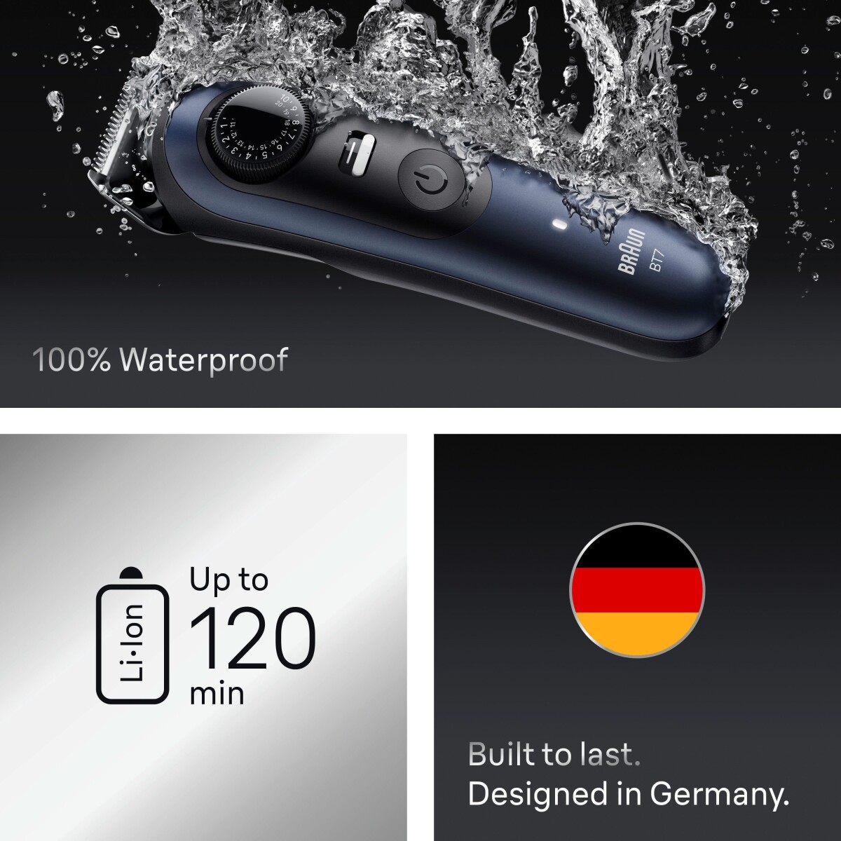 Braun - Skægtrimmer Series 7 6 Barberingsredskaber Bt7520 - Black Deep