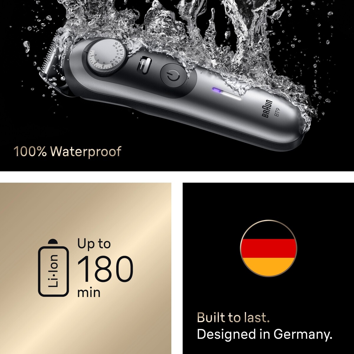 Braun - Skægtrimmer Series 9 7 Barberingsredskaber Bt9520 - Satin Chrome