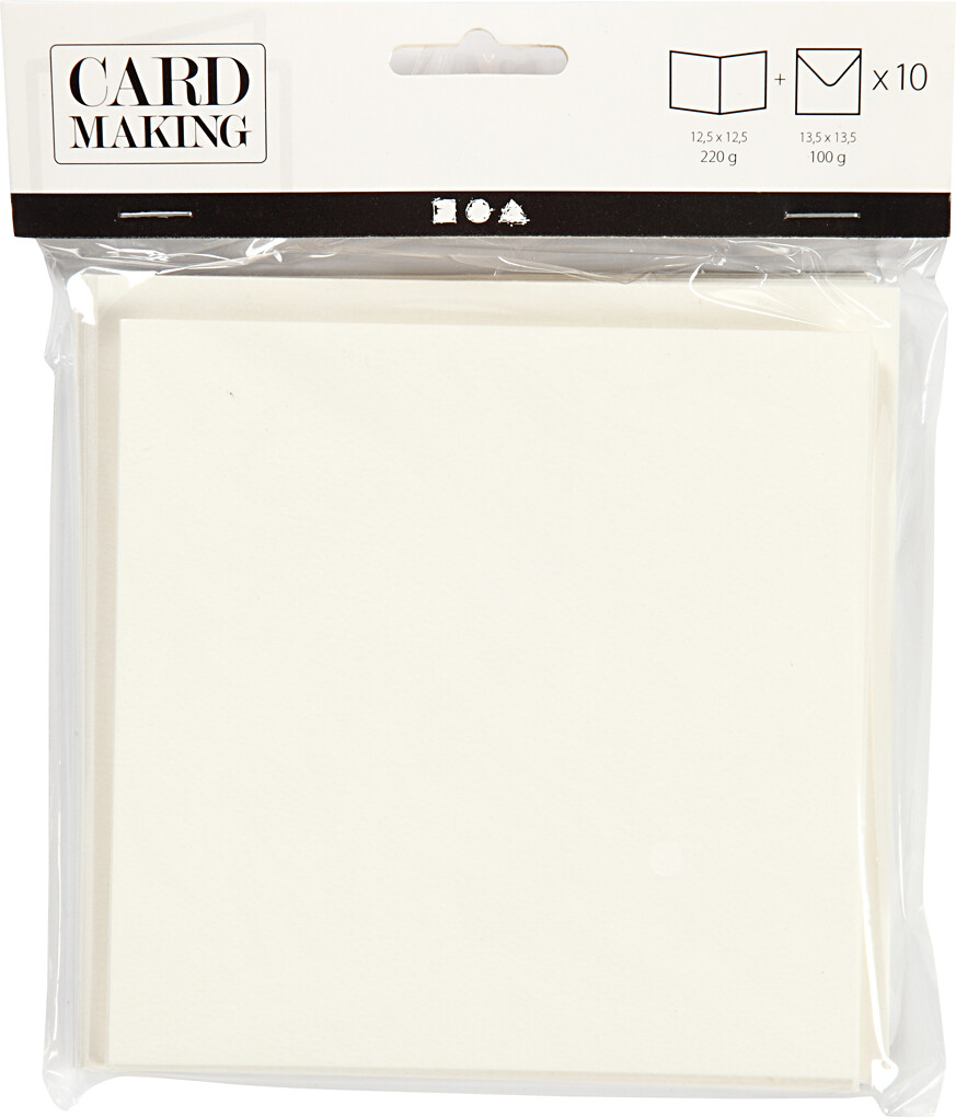 Brevkort - Kort Str 12 5X12 5 Cm - Kuvert Str 13 5X13 5 Cm - Råhvid - 10 S