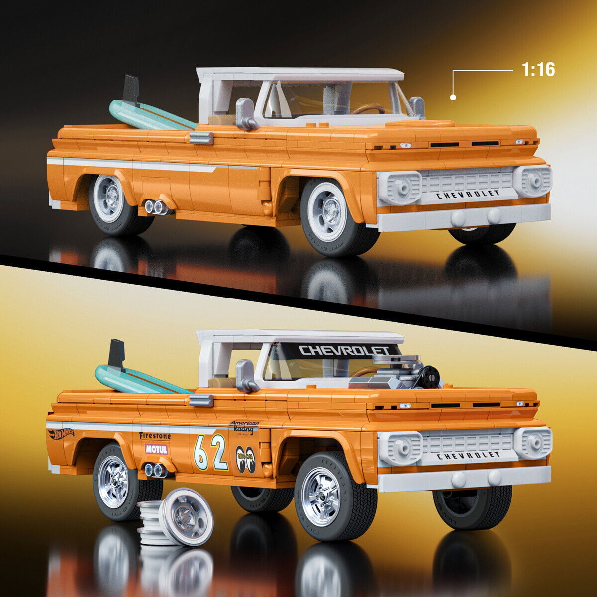 Mattel Brick Shop Jft20 - Custom 62 Chevy Pickup - Hot Wheels Elite