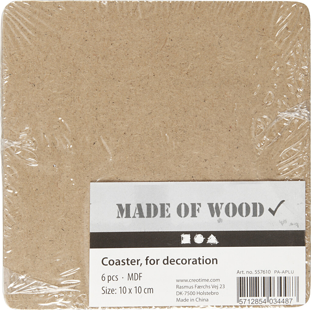 Brik - Str 10X10 Cm - Tykkelse 3 Mm - 6 Stk