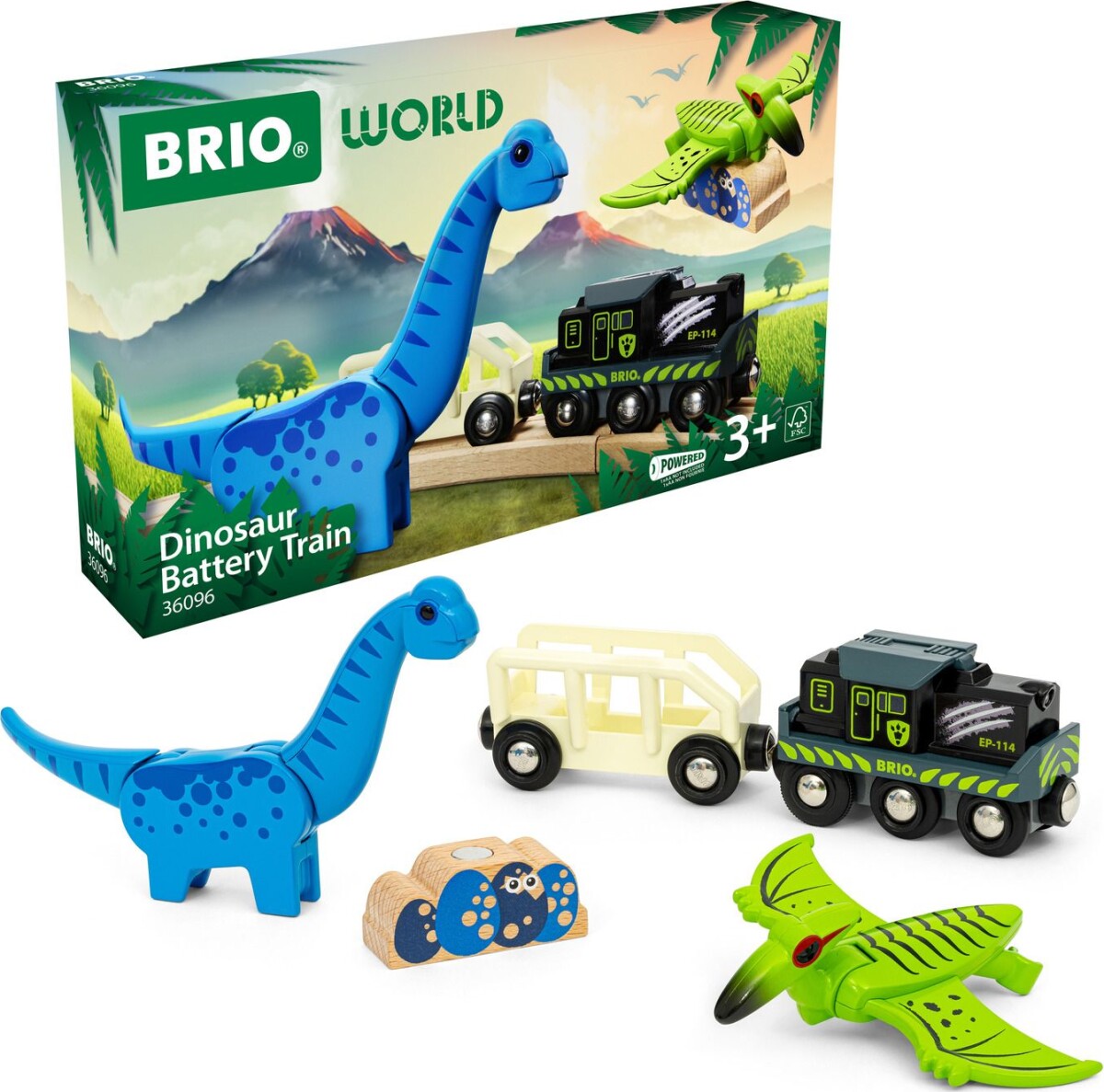 Brio World - Dinosaur Batteridrevet Tog Sæt - 5 Dele - 36096