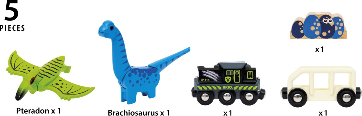 Brio World - Dinosaur Batteridrevet Tog Sæt - 5 Dele - 36096