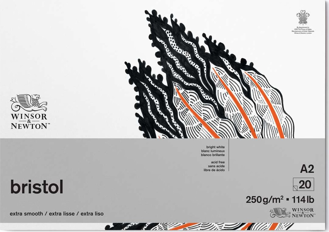 Winsor Newton - Bristol Tegnepapir Glat - 250G - A2 - 20 Sider