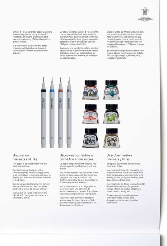 Winsor Newton - Bristol Tegnepapir Glat - 250G - A2 - 20 Sider