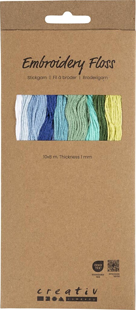 Broderigarn - Tykkelse 1 Mm - Blågrøn Harmoni - 10X8 M