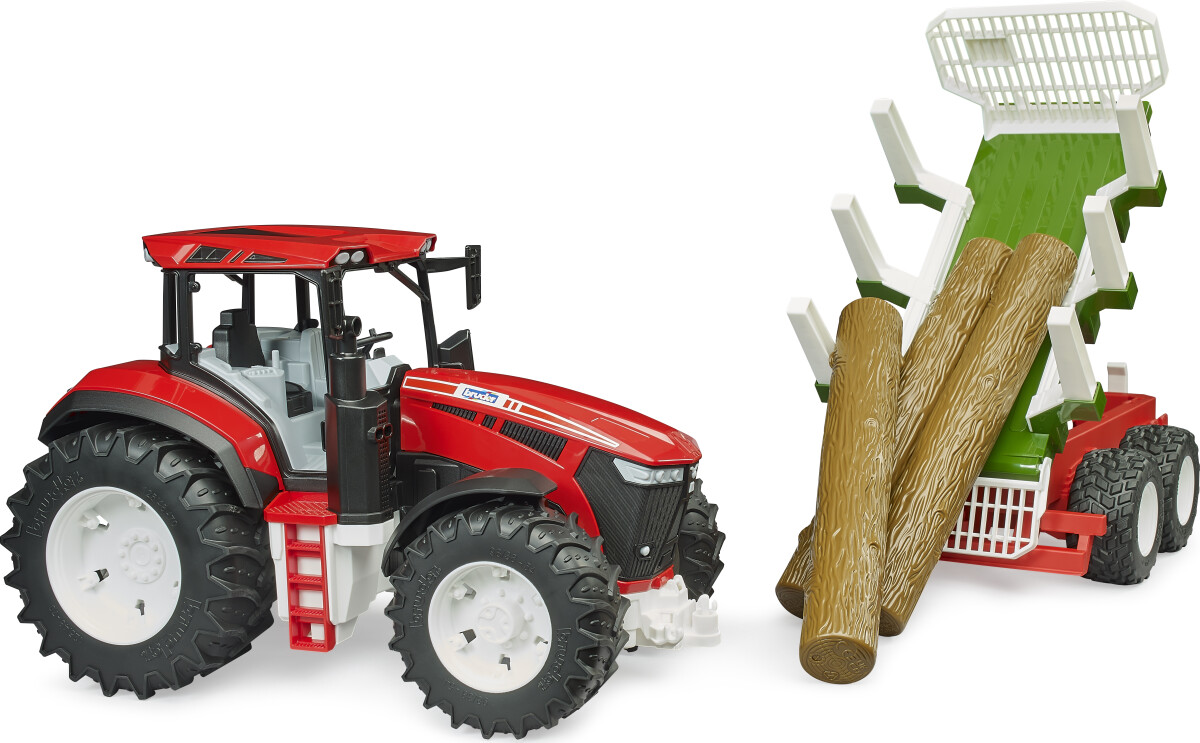 Bruder - Roadmax Tractor With Forwarding Trailer And 3 Tree Trunks 03453