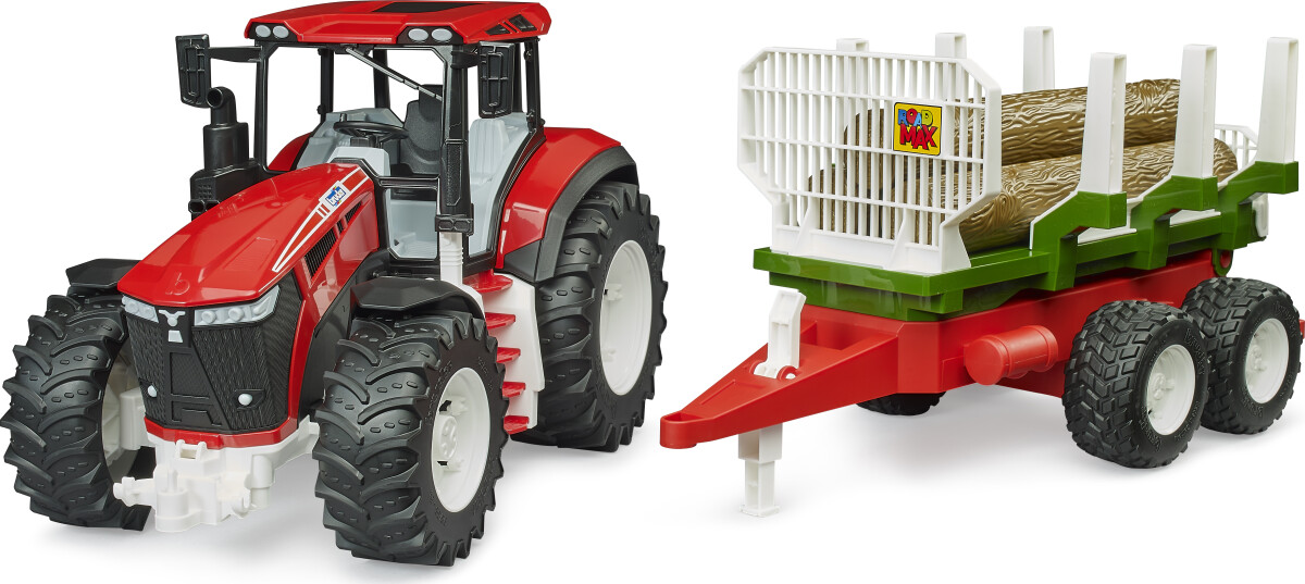 Bruder - Roadmax Tractor With Forwarding Trailer And 3 Tree Trunks 03453