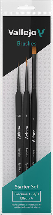 Vallejo - Brush Starter Pensel Sæt - Syntetiske Hår - 3 Stk