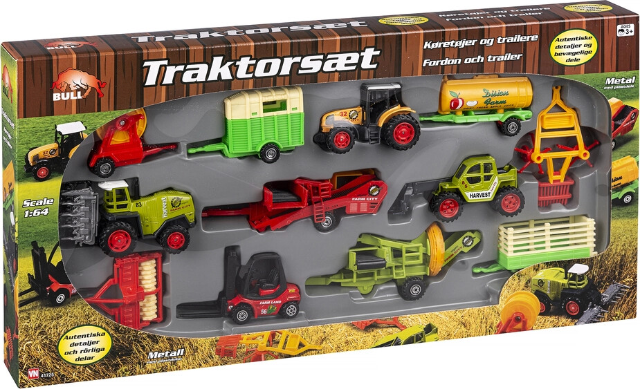 Legetøjs Traktorer Og Trailere - Bull - 12 Stk