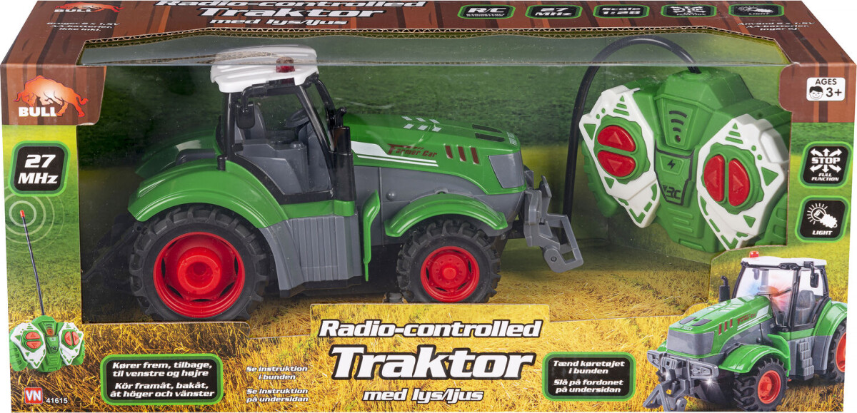 Fjernstyret Traktor Med Lys - 1 24 - Bull