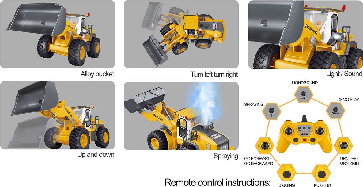 Mx Z6828A - Rc Fjernstyret Bulldozer - 2 4 Ghz - 9 Kanaler