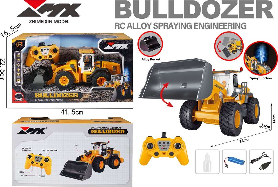 Mx Z6828A - Rc Fjernstyret Bulldozer - 2 4 Ghz - 9 Kanaler