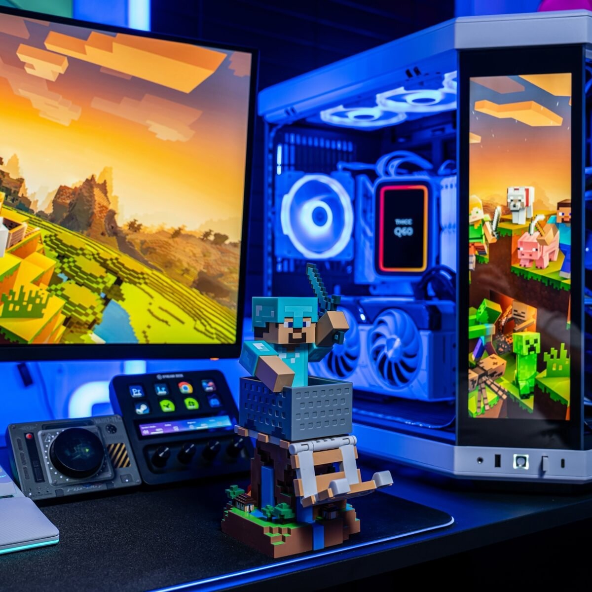 Cable Guys - Controller Holder - Minecraft Steve In Diamond Armour Rest