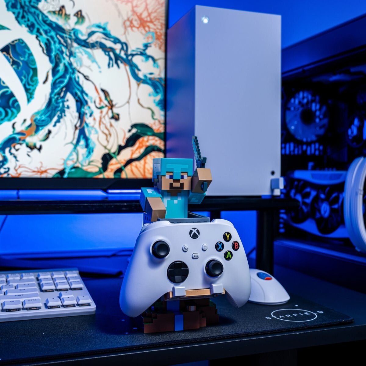 Cable Guys - Controller Holder - Minecraft Steve In Diamond Armour Rest