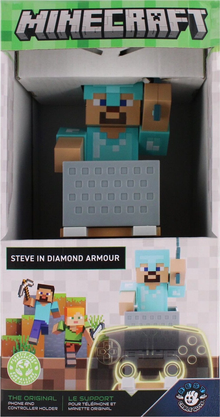 Cable Guys - Controller Holder - Minecraft Steve In Diamond Armour Rest