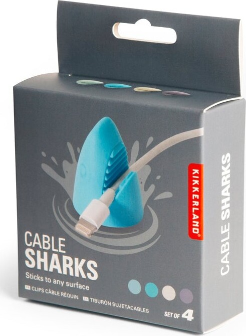 Kikkerland - Selvklæbende Kabelholder Til Bord - Haj - 4 Stk