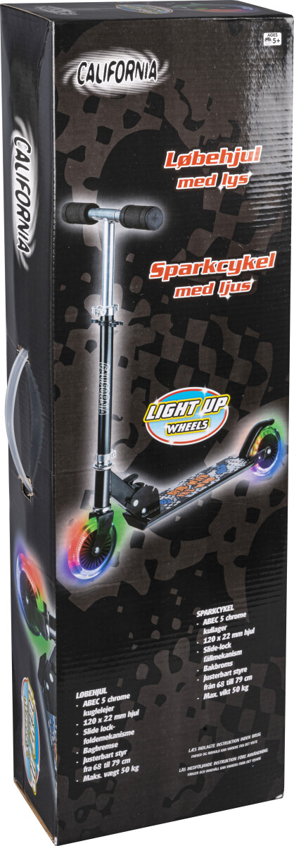 Løbehjul Med Lys - California - Sort