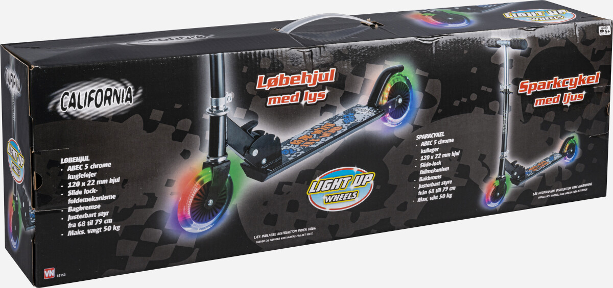 Løbehjul Med Lys - California - Sort
