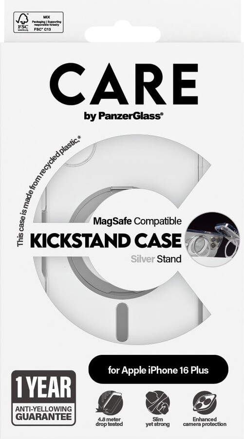 Care By Panzerglass - Iphone 16 Plus - Cover - Gennemsigtig Sølv