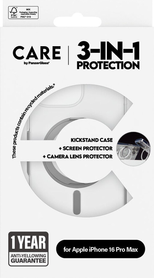 Care By Panzerglass - Iphone 16 Pro Max - 3-I-1 Cover Sæt - Gennemsigtig