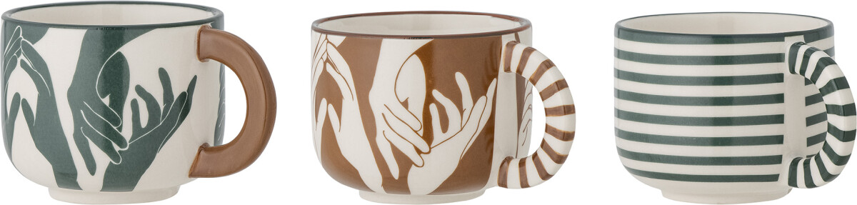 Bloomingville - Carim Krus Med Hank - Grøn - Stentøj - 3 Stk