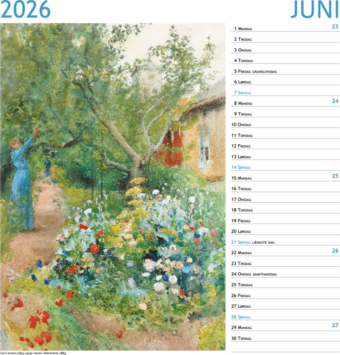 Carl Larsson - Kalender 2026