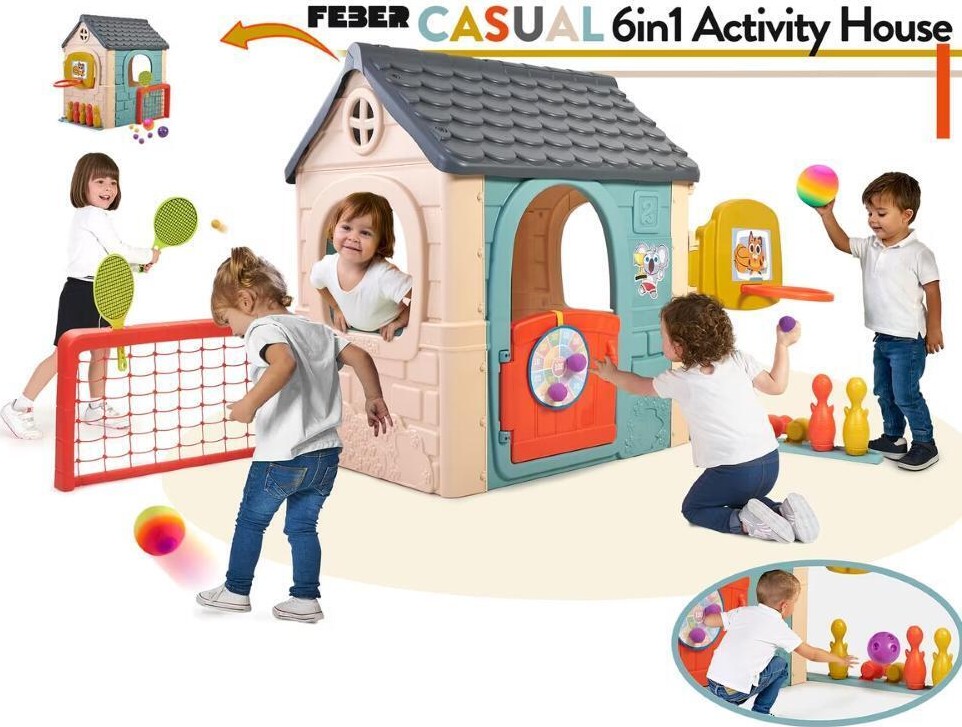 Feber - Legehus I Plast Til Børn - Udendørs - Med Aktiviteter