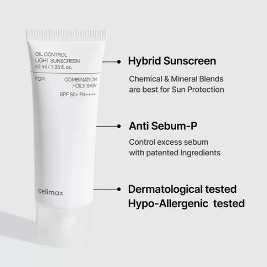 Celimax - Oil Control Light Sunscreen Spf50 Pa - 40 Ml