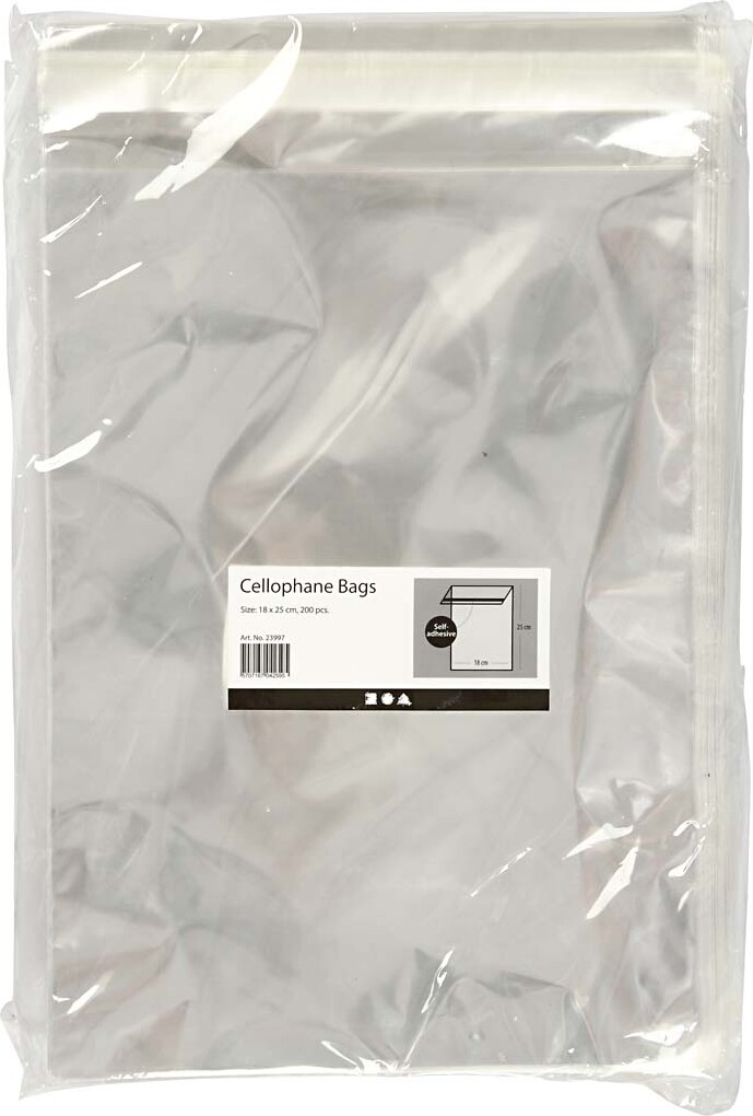 Cellofanposer - H 25 3 Cm - B 18 Cm - Tykkelse 25 My - 200 Stk