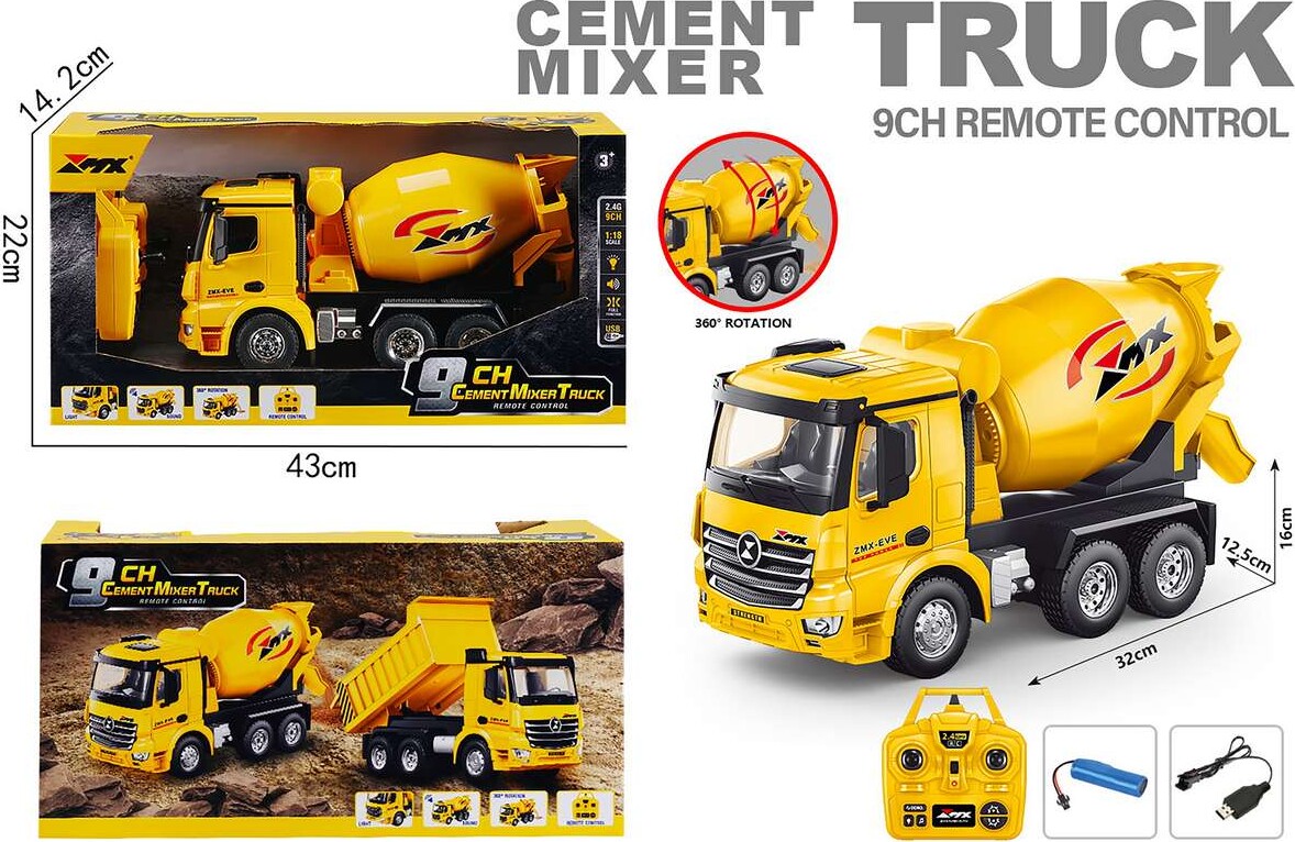 Cement Mixer Rc 1 18 2 4Ghz 3 7V 9 Channels - Z6813A - Mx