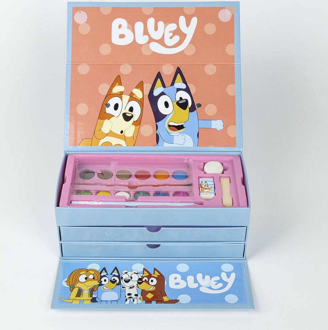 Bluey - Malekuffert Med Indhold Til Børn - Lyseblå - Cerda