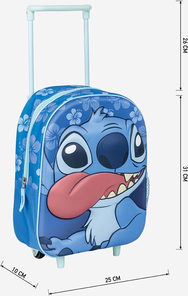 Stitch - 3D Trolley Rygsæk Til Børn - Blå