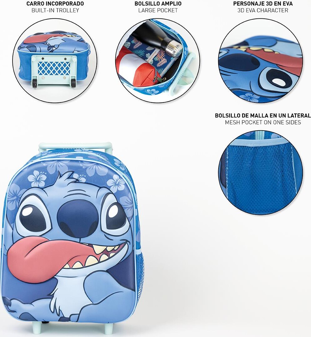 Stitch - 3D Trolley Rygsæk Til Børn - Blå