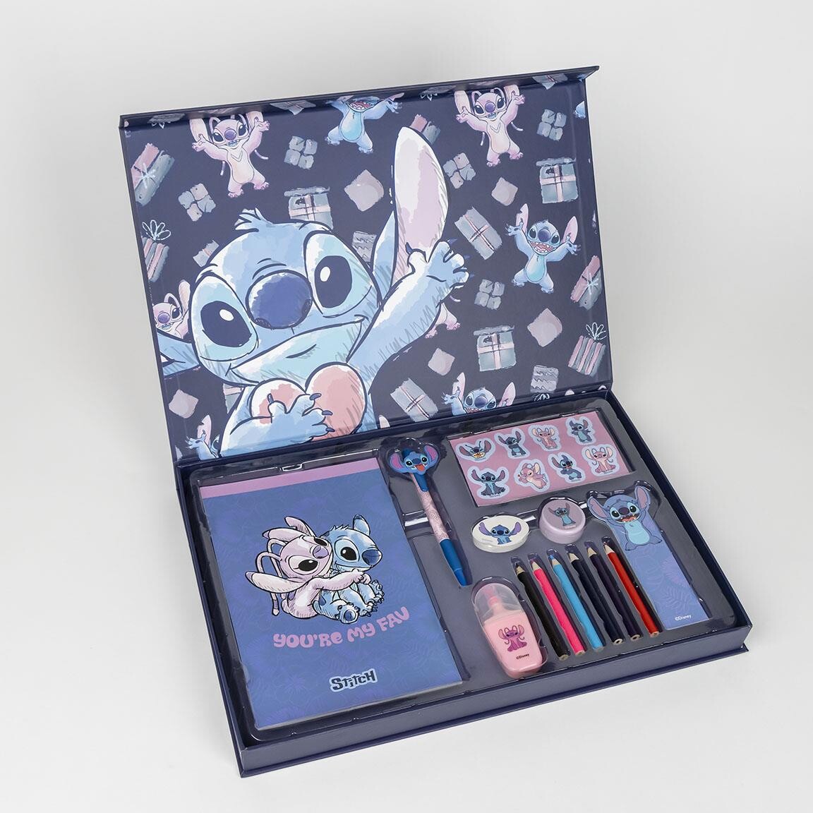 Stitch Angel - Notesblok Malesæt Inkl Klistermærker - Blå