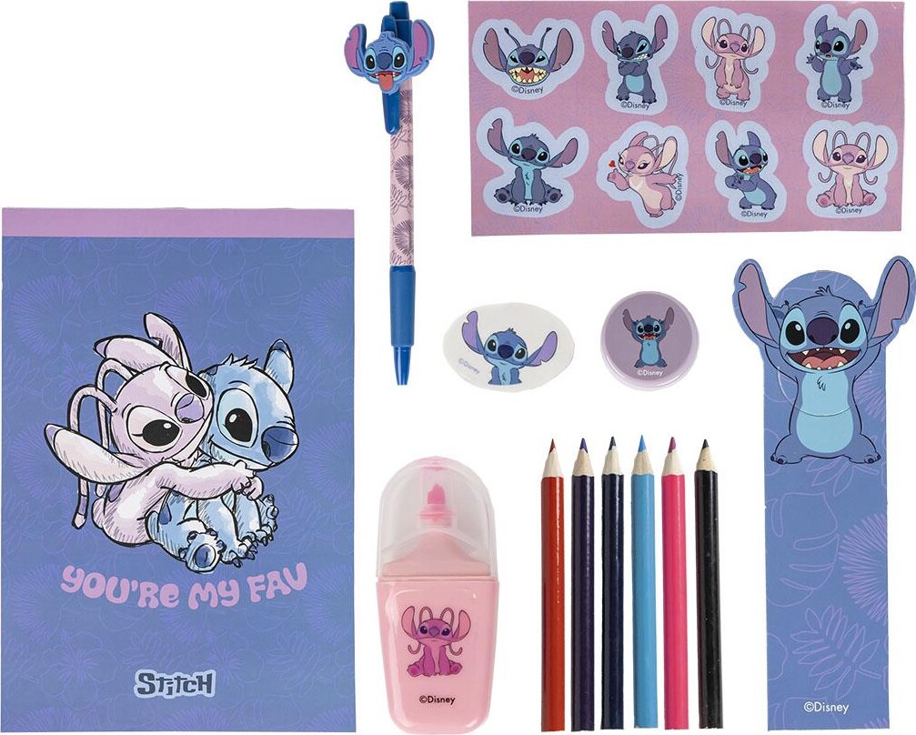 Stitch Angel - Notesblok Malesæt Inkl Klistermærker - Blå