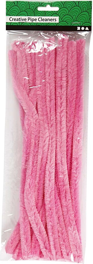 Chenille Piberensere - L 30 Cm - Tykkelse 15 Mm - Pink - 15 Stk
