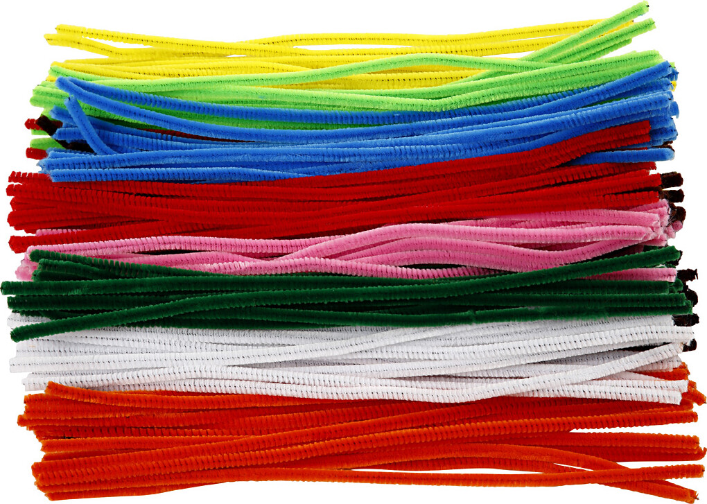 Chenille Piberensere - L 30 Cm - Tykkelse 6 Mm - Assorterede Farver - 200