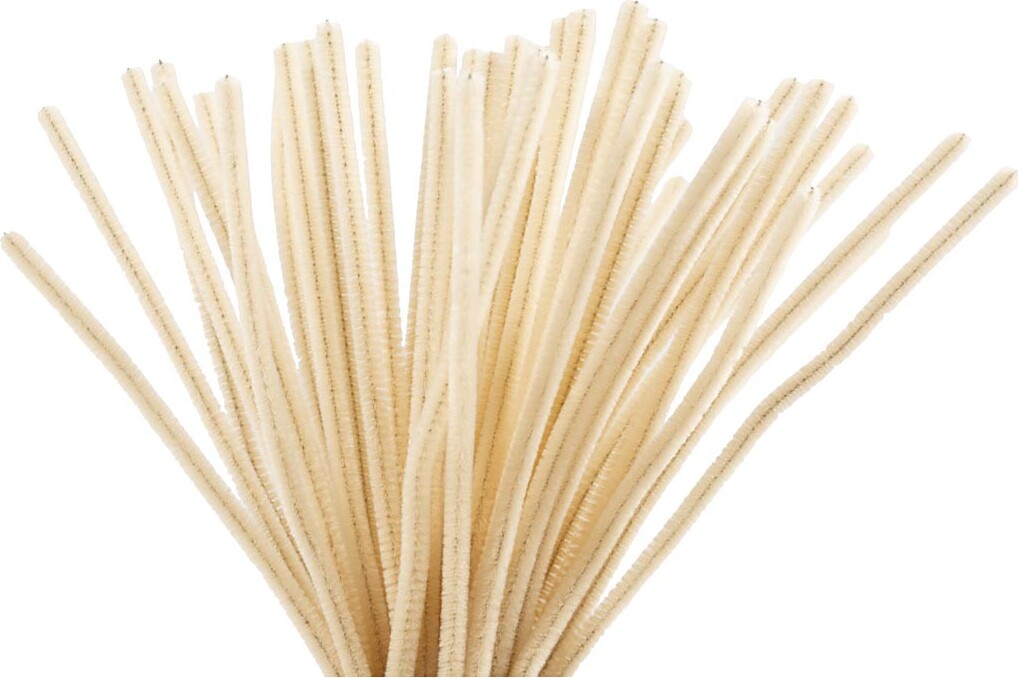 Chenille Piberensere - L 30 Cm - Tykkelse 6 Mm - Beige - 50 Stk