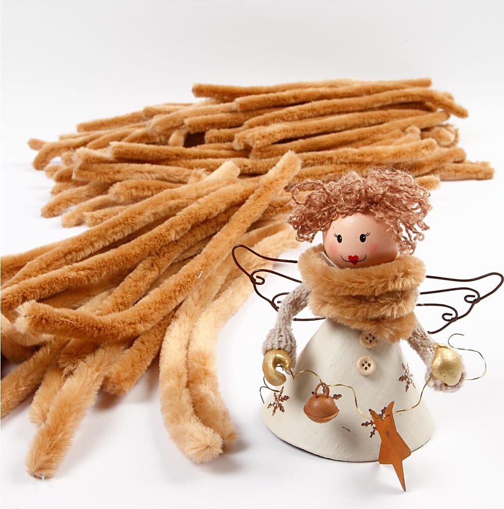 Chenille Piberensere - L 30 Cm - Tykkelse 6 Mm - Beige - 50 Stk