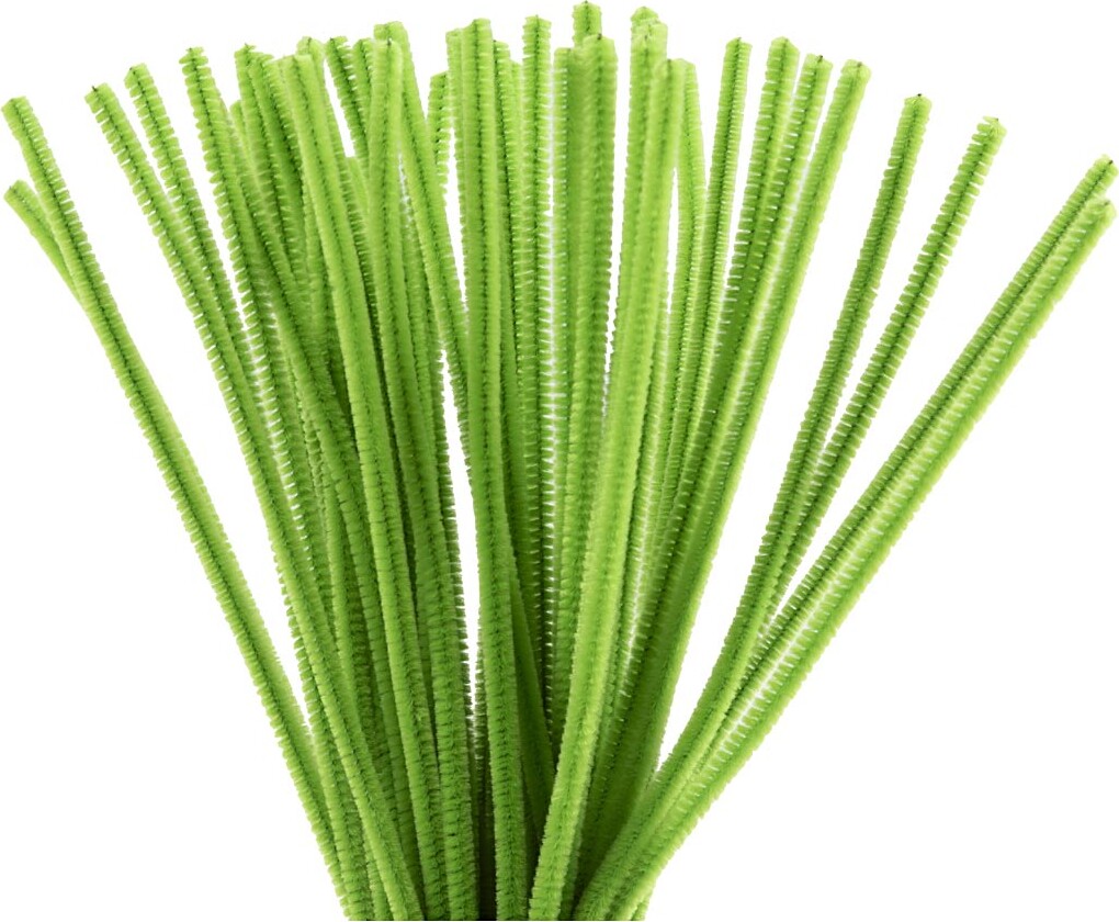 Chenille Piberensere - L 30 Cm - Tykkelse 6 Mm - Løvgrøn - 50 Stk