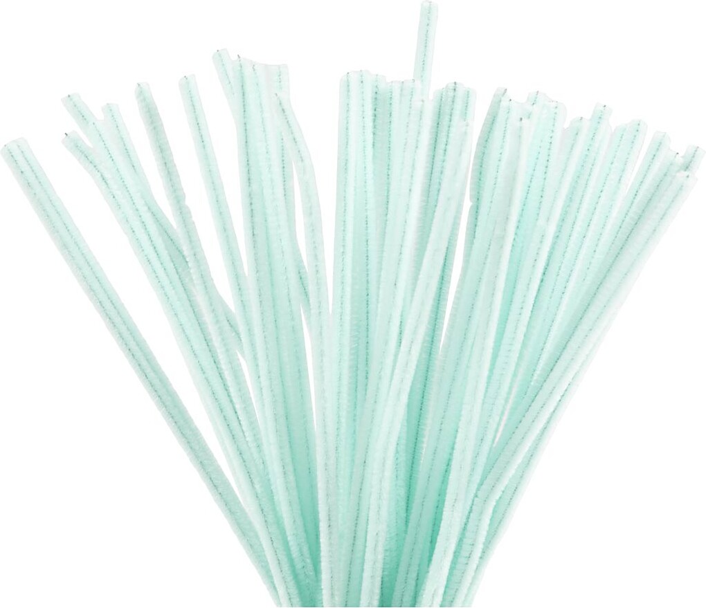 Chenille Piberensere - L 30 Cm - Tykkelse 6 Mm - Lys Turkis - 50 Stk