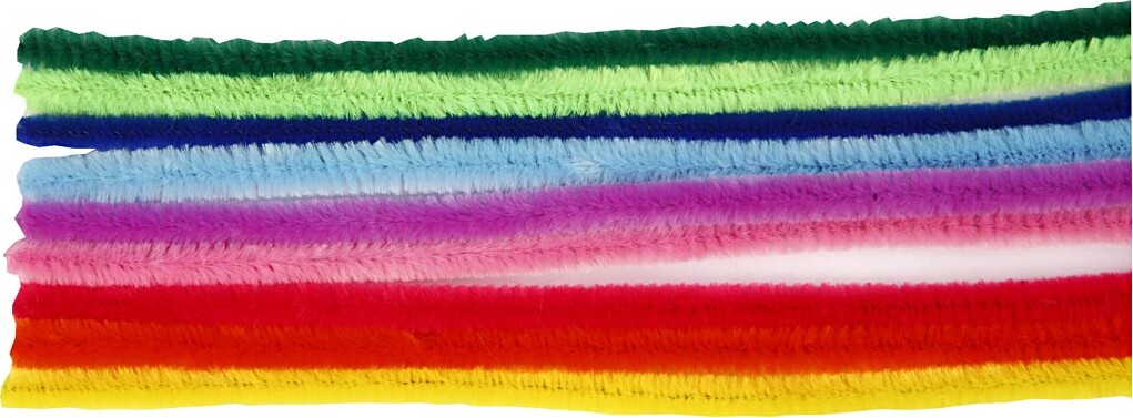 Chenille - L 30 Cm - Tykkelse 9 Mm - Assorterede Farver - 200 Assorterede