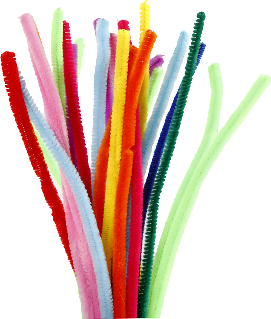 Chenille - L 30 Cm - Tykkelse 9 Mm - Assorterede Farver - 200 Assorterede