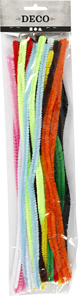 Chenille Piberensere - L 30 Cm - Tykkelse 9 Mm - Assorterede Farver - 25