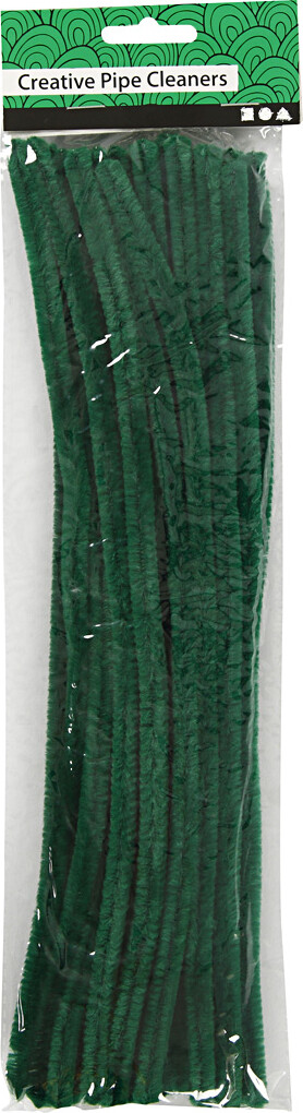 Chenille Piberensere - L 30 Cm - Tykkelse 9 Mm - Mørk Grøn - 25 Stk